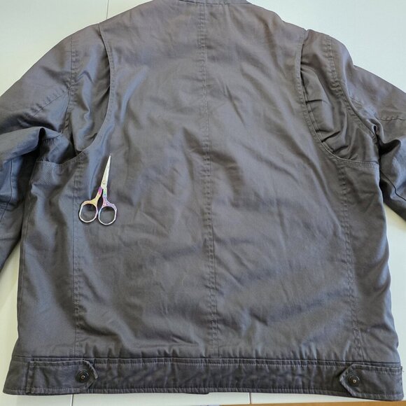 Levi's Trucker  Jacket Men XL Gray Waxed Denim Sherpa Lined Pockets Western FLAW - Picture 15 of 16